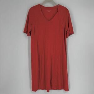 Eileen Fisher Dress medium M orange v-neck hemp organic cotton t-shirt beachy